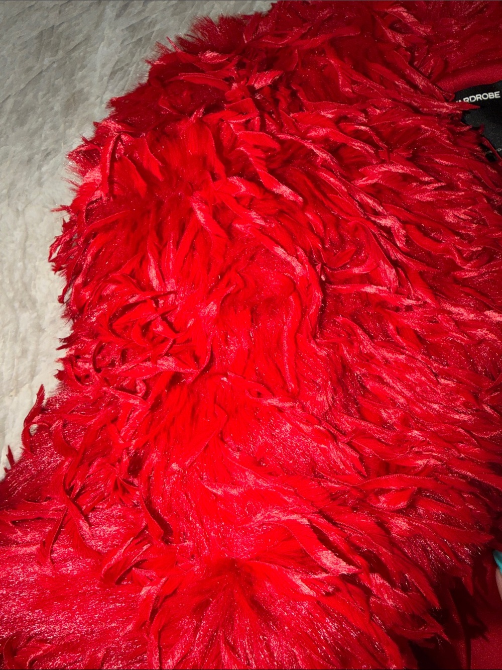 naked wardrobe Red Faux Fur Trench Coat - Picture 5 of 5